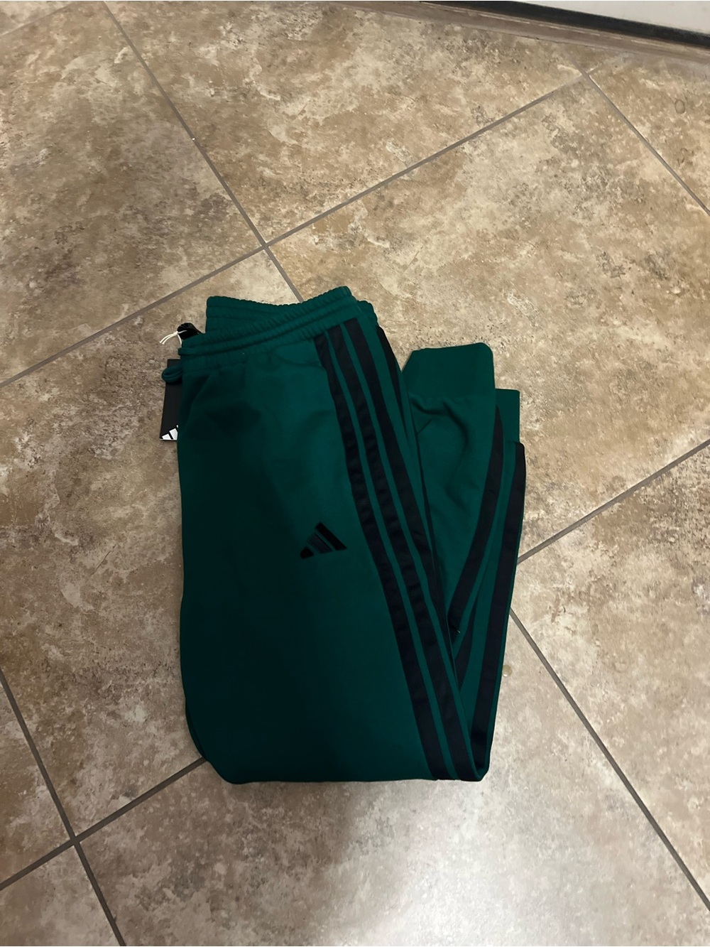 adidas Teal Green Track Joggers with Black Three-Stripe